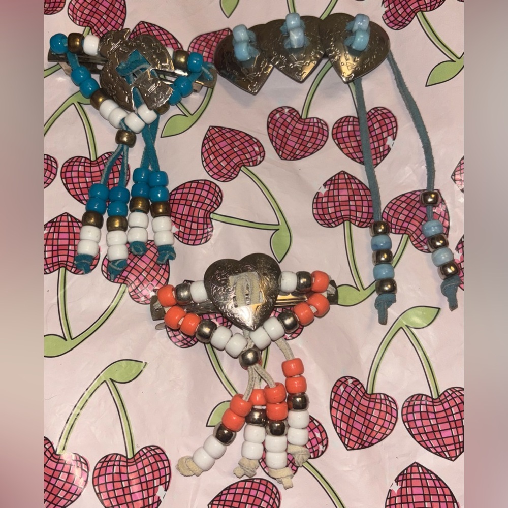 Native American Handmade Beaded Hair Clips